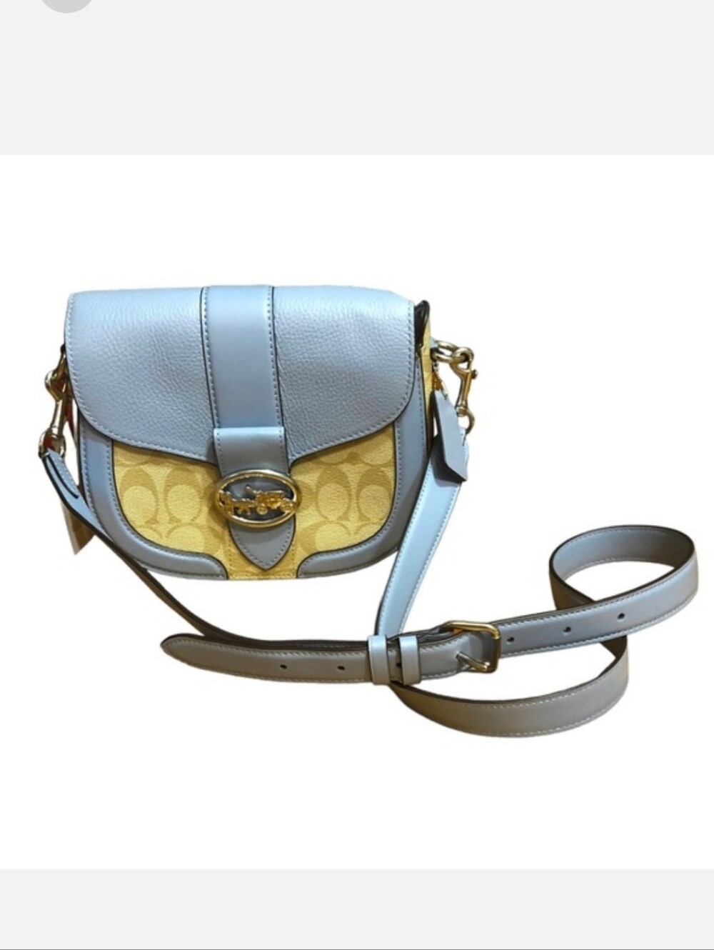 COACH C2806 Georgie Saddle Bag In Signature Canvas Blue NWT!